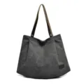 Spacious dark grey canvas tote bag with stylish contrast handle shoulder straps. - Gray