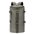 Large capacity green canvas travel backpack for men featuring durable multi-functional straps - Green