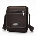 Dark brown Oxford fabric men's crossbody bag with adjustable shoulder strap - L / Brown