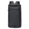 Large capacity black canvas cylindrical travel backpack for outdoor sports and hiking - Black