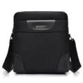 Sac bandoulière classique en tissu Oxford noir pour homme avec sangle réglable - Noir