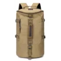 Durable khaki canvas travel backpack with large capacity and multi-functional straps - Khaki