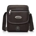 Stylish dark brown oxford fabric messenger bag for men with adjustable shoulder strap - L / Brown