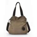 Borsa a tracolla minimalista in tela kaki con grande capacità e stile hobo per donna. - Marrone