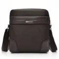 Stylish dark brown Oxford cloth men's crossbody messenger bag for business use - Brown