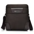 Stylish dark brown Oxford fabric men's messenger bag with adjustable shoulder strap - Brown