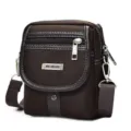 Durable men's brown oxford fabric crossbody bag with adjustable shoulder strap - S / Brown