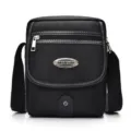 Durable black Oxford cloth men's messenger bag with adjustable shoulder strap - L / Black