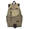 Retro olive green canvas backpack for men with durable straps and leather details - Khaki