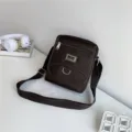 Trendy dark brown Oxford cloth messenger bag for men with an adjustable strap - L / Brown