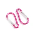 Pink aluminum alloy carabiner detail view, durable spring clip for outdoor backpack and water bottle. - 5 Pieces/Pack / Pink