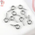 Pequeños cáncamos de rosca de metal plateado, ganchos para joyería DIY y accesorios. - Clavo de cuerno de carnero / 30g (Aprox. 403 Pzas) / Oro K Blanco