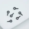 Detailed shot of black screw eyes, metal eyelets loop pins for DIY jewelry making and crafts. - 8mm (100pcs) / Black