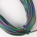 Close-up detail of 5mm iridescent PU leather cord with metallic stitching - 07# Black AB / 2m/Bundle-5mm