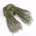 Green 50cm DIY necklace cords bundle with silver lobster clasps for jewelry making - 2.0mm (10 Pieces/Pack) / Army Green