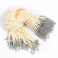 Beige 1.5-2mm waxed cord necklace with silver lobster clasp and extender chain - 1.5mm (10 Pieces/Pack) / Beige
