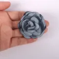 Fleur camélia en tissu gris accessoire bricolage pour broche pince à cheveux vêtement - 14 bleu gris