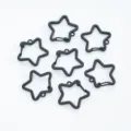 Set of 7 black star-shaped metal spring carabiner clips for DIY keychain jewelry making - 1 Piece/Pack / Black