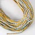 Primo piano dettagliato del cordino in tessuto a quadri gialli e verdi da 5mm, trama. - 04# Giallo