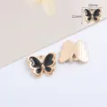 Gouden en zwarte geëmailleerde vlinder legering DIY hanger bedels voor ketting armband - Vlinder / 1 Stuk / Zwart