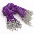 50cm purple waxed cord necklace strings with lobster clasps for DIY jewelry making - 1.5mm (10 Pieces/Pack) / Purple