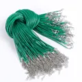 Bundle of green wax cord necklace strings with silver lobster clasps for DIY jewelry - 1.5mm (10 Pieces/Pack) / Green