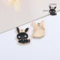 Zwart geëmailleerd konijn legering bedel hanger voor DIY sieraden maken en armbanden. - Konijn / 1 Stuk / Zwart