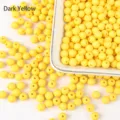 Dark yellow frosted acrylic round beads with straight hole for jewelry making DIY - 6mm 100 Beads / Dark Yellow (04)