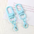 Light blue painted U-shaped swivel snap hook lobster clasp DIY jewelry keychain accessory detail. - Blue