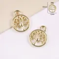 Breloques en alliage métallique doré motif arbre de vie pour fabrication de bijoux boucles d'oreilles. - Arbre de Vie (50 pcs/paquet)