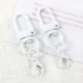 Detailed close-up of white rotating snap hook and lobster clasp DIY keychain hardware accessory. - 10# White
