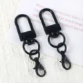 Black baking paint U-shaped swivel gate clasp and lobster hook DIY jewelry keychain accessory - Black