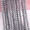 Premium faceted glass rondelle beads in grey porcelain finish for DIY jewelry crafts - 4mm (Approx. 105 Beads) / 123 Grey Porcelain