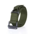 Military green tactical nylon belt with a heavy-duty black metal buckle for outdoor use - 125cm / Green