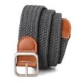 Women Grey Elastic Woven Belt Metal Pin Buckle Casual Canvas Braided Belt for Jeans Daily - 105cm / Gray