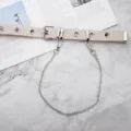 Cinturón de lona beige con ojales y cadena de metal plateada desmontable estilo punk - Beige / 105cm