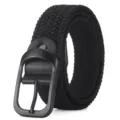 Schwarzer elastischer Flechtgürtel für Damen und Herren, dehnbarer Stoffgürtel mit Schnalle. - 110cm / Schwarze Schnalle / Schwarz
