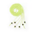 Neon green braided thin waist belt with decorative wooden beads for women's summer dresses - Green / 167cm