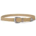 Casual woven PU leather belt featuring a vintage metal buckle in khaki for men and women - Khaki / 105cm