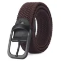 Haltbarer dunkelbrauner geflochtener Stretchgürtel mit mattschwarzer Schnalle für Damen und Herren - 110cm / Schwarze Schnalle / Braun