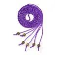 Fashionable purple braided thin waist belt for women featuring decorative wooden beads - Purple / 167cm