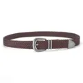 Vintage brown braided PU leather belt for men and women with silver-tone metal pin buckle - Coffee / 105cm