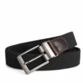 Black Woven Elastic Belt with Rotating Buckle, Unisex Stretch Braided Belt for Daily Wear - Coffee With Silver Buckle