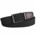 Black braided elastic belt with metal buckle and brown leather tip variant stylish accessory - Black Buckle Black