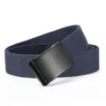 Men's canvas belt with automatic metal buckle, casual punch-free tactical design for daily wear. - Navy Blue with Black Buckle / 120cm
