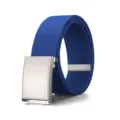 Men's blue canvas belt with silver metal buckle, casual punch-free tactical web belt variant. - Silver Buckle Blue / 120cm