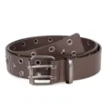 Fashionable brown punk style double pin star studded leather belt for denim jeans. - 110cm / Coffee