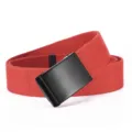 Men red canvas belt tactical casual waist belt with black metal buckle daily wear fashion - Black Buckle Red / 120cm