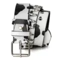 Punk style cow print belt with silver bullet studs and square metal buckle - 110cm / Zebra Print
