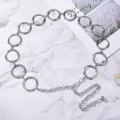 Minimalist silver metal circle chain belt with an adjustable link for stylish dresses - Large Hoop Style / Silver